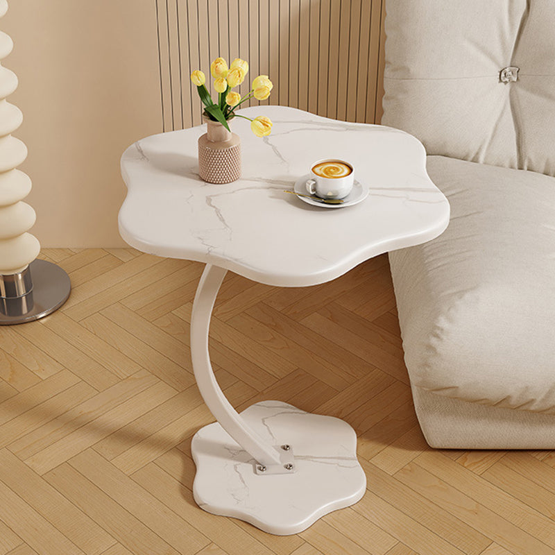Modern Minimalist Hexagonal MDF Carbon Steel Side Table 1-Leg For Living Room