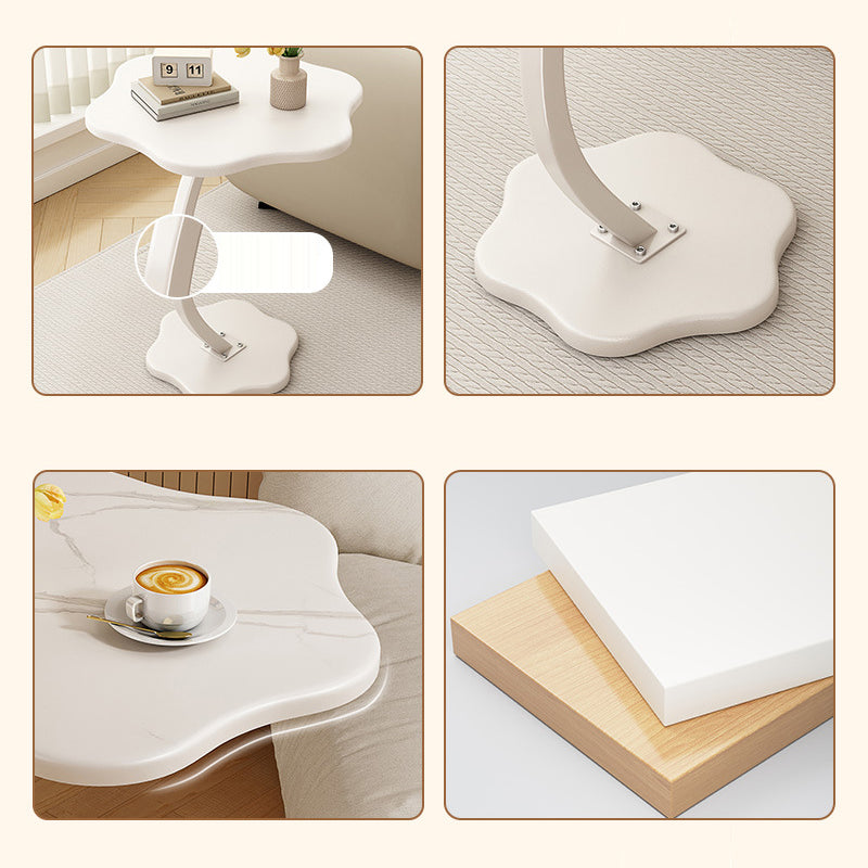 Modern Minimalist Hexagonal MDF Carbon Steel Side Table 1-Leg For Living Room