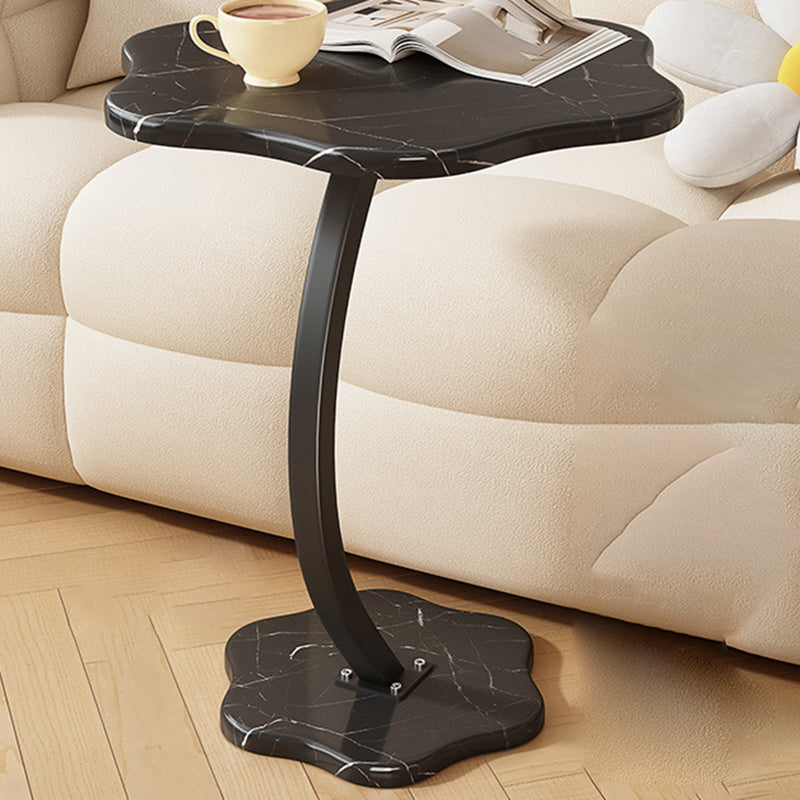 Modern Minimalist Hexagonal MDF Carbon Steel Side Table 1-Leg For Living Room