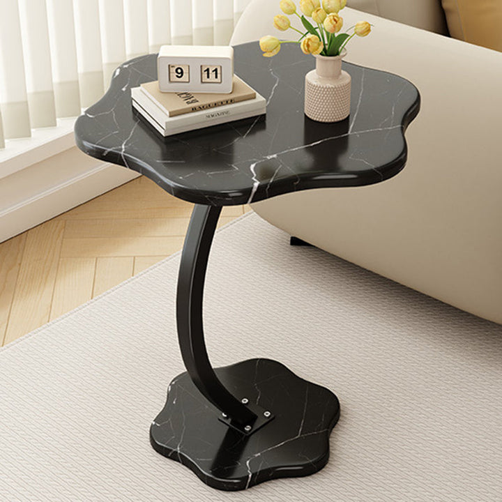 Modern Minimalist Hexagonal MDF Carbon Steel Side Table 1-Leg For Living Room