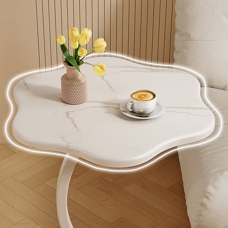 Modern Minimalist Hexagonal MDF Carbon Steel Side Table 1-Leg For Living Room