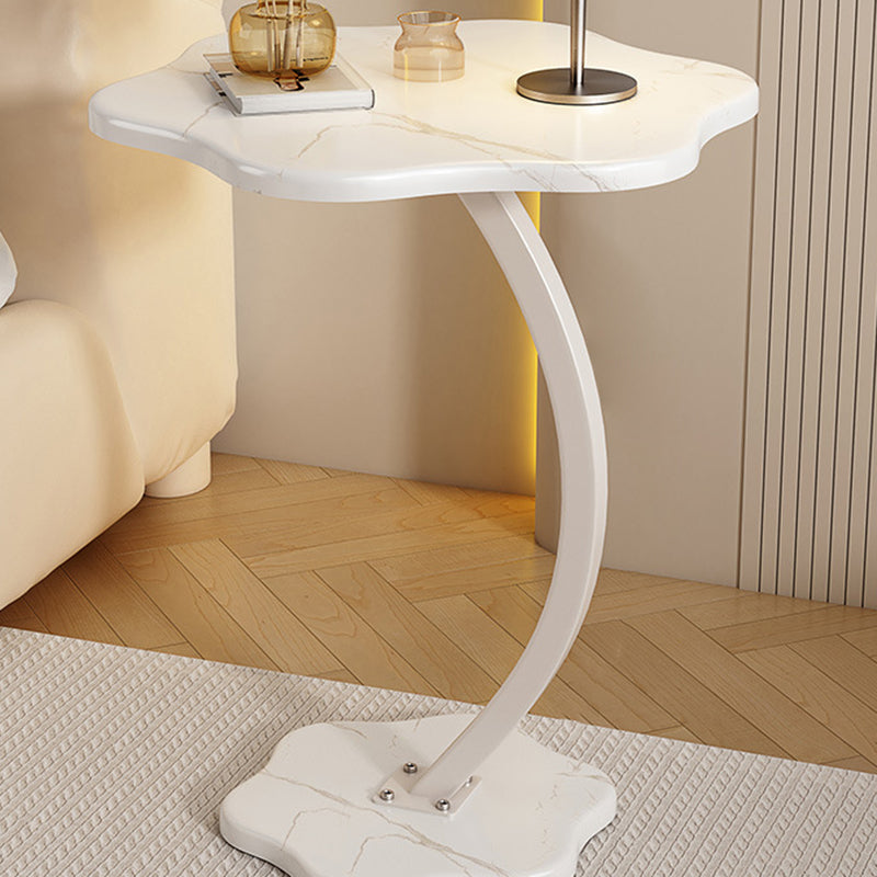 Modern Minimalist Hexagonal MDF Carbon Steel Side Table 1-Leg For Living Room