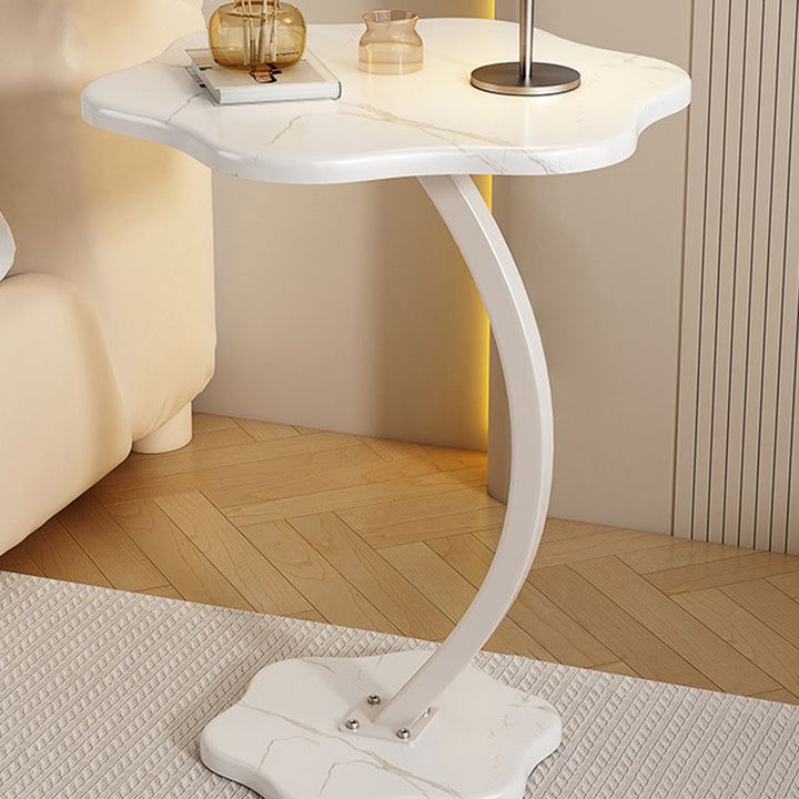 Modern Minimalist Hexagonal MDF Carbon Steel Side Table 1-Leg For Living Room