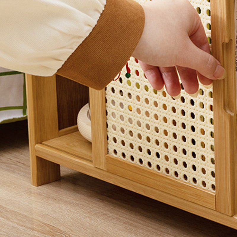 Moderner minimalistischer rechteckiger Nachttisch aus Bambus-Verbundplatte, Glas und Kunststoff mit 1/3 Schubladen fürs Schlafzimmer 