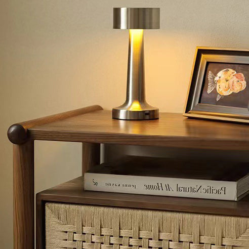 Traditional Japanese Rectangular Black Walnut Kraft Paper Twine Nightstand 1-Drawer For Bedroom