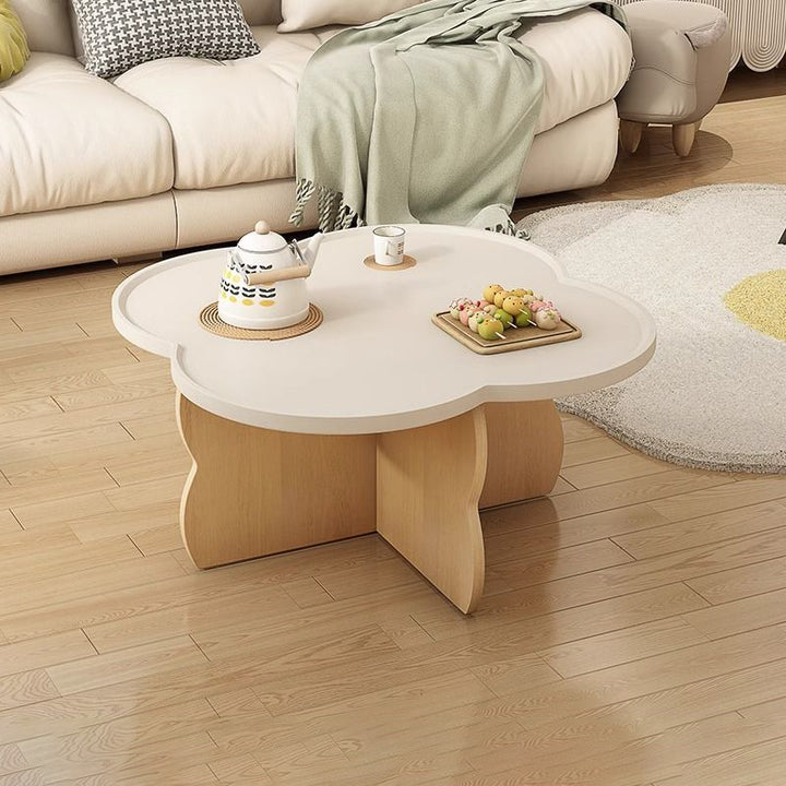 Moderner minimalistischer runder Clover-Couchtisch aus MDF mit kratzfestem Leder für das Wohnzimmer 