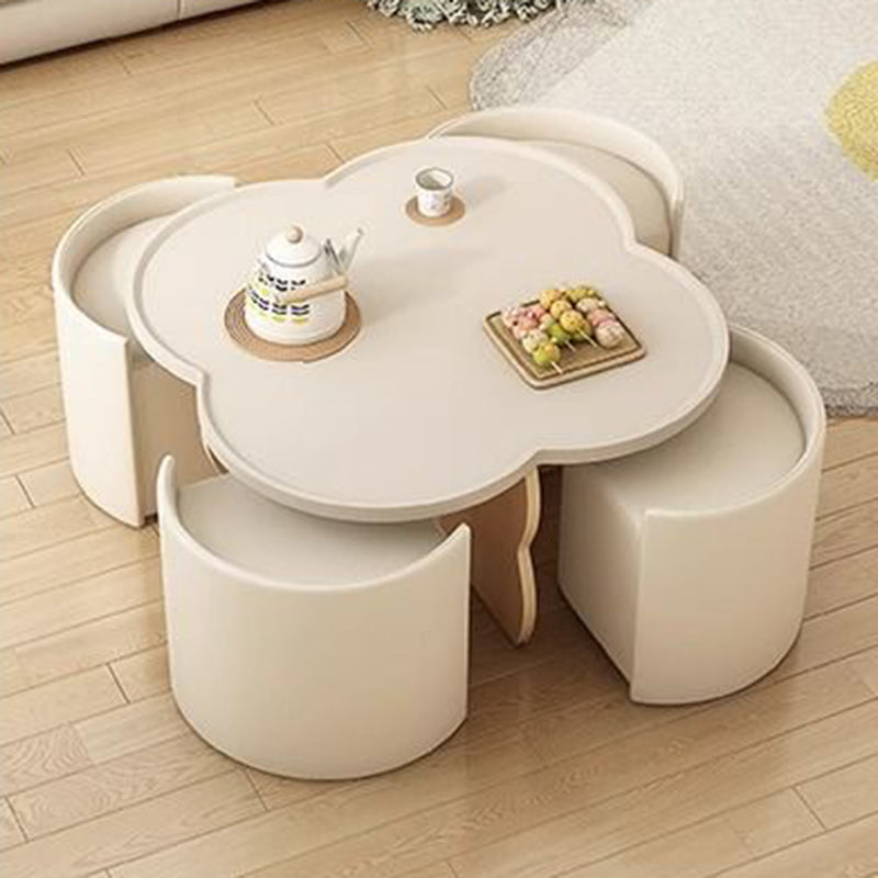 Moderner minimalistischer runder Clover-Couchtisch aus MDF mit kratzfestem Leder für das Wohnzimmer 