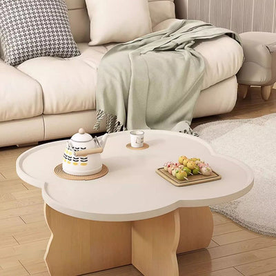 Mesa de café redonda de madera maciza minimalista moderna para sala de estar 