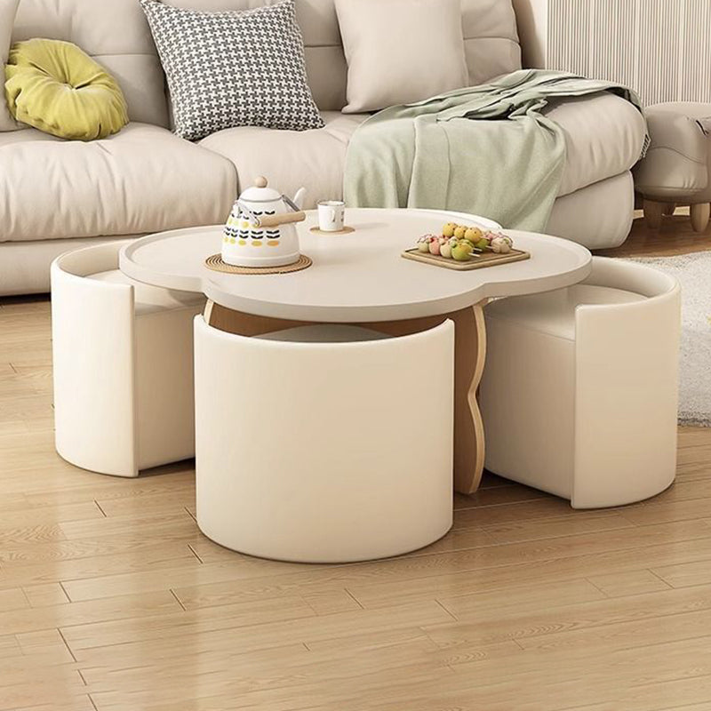 Moderner minimalistischer runder Clover-Couchtisch aus MDF mit kratzfestem Leder für das Wohnzimmer 