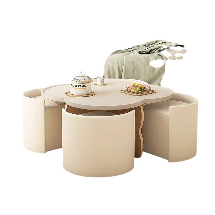 Moderner minimalistischer runder Clover-Couchtisch aus MDF mit kratzfestem Leder für das Wohnzimmer 