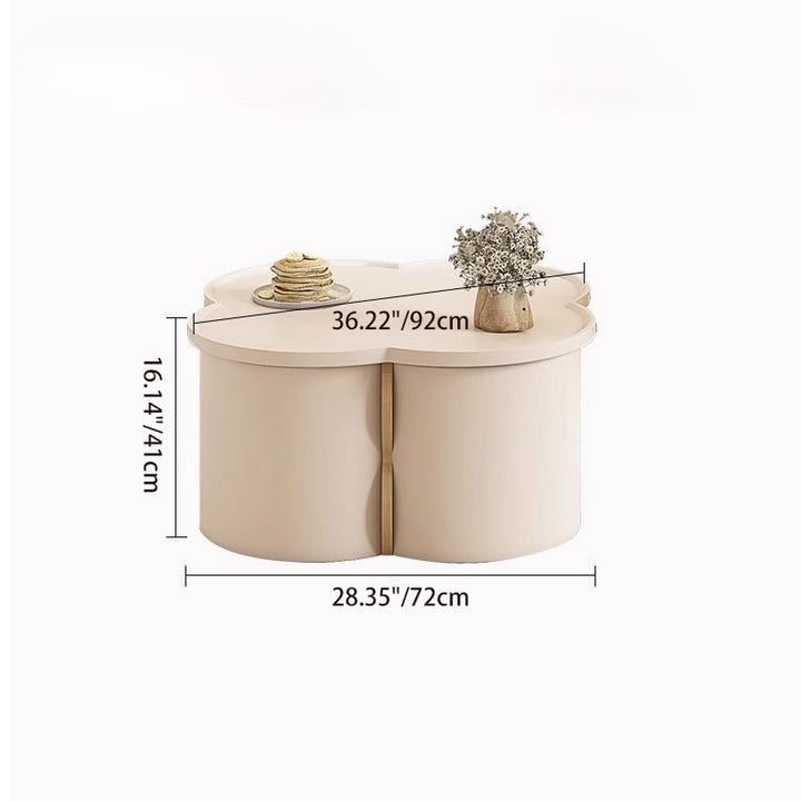 Moderner minimalistischer runder Clover-Couchtisch aus MDF mit kratzfestem Leder für das Wohnzimmer 