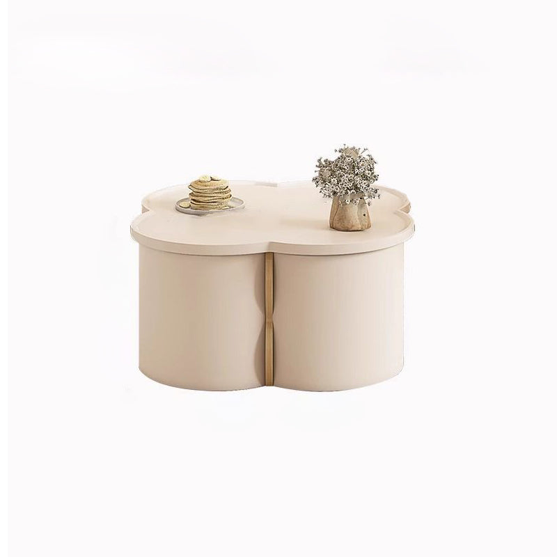 Moderner minimalistischer runder Clover-Couchtisch aus MDF mit kratzfestem Leder für das Wohnzimmer 