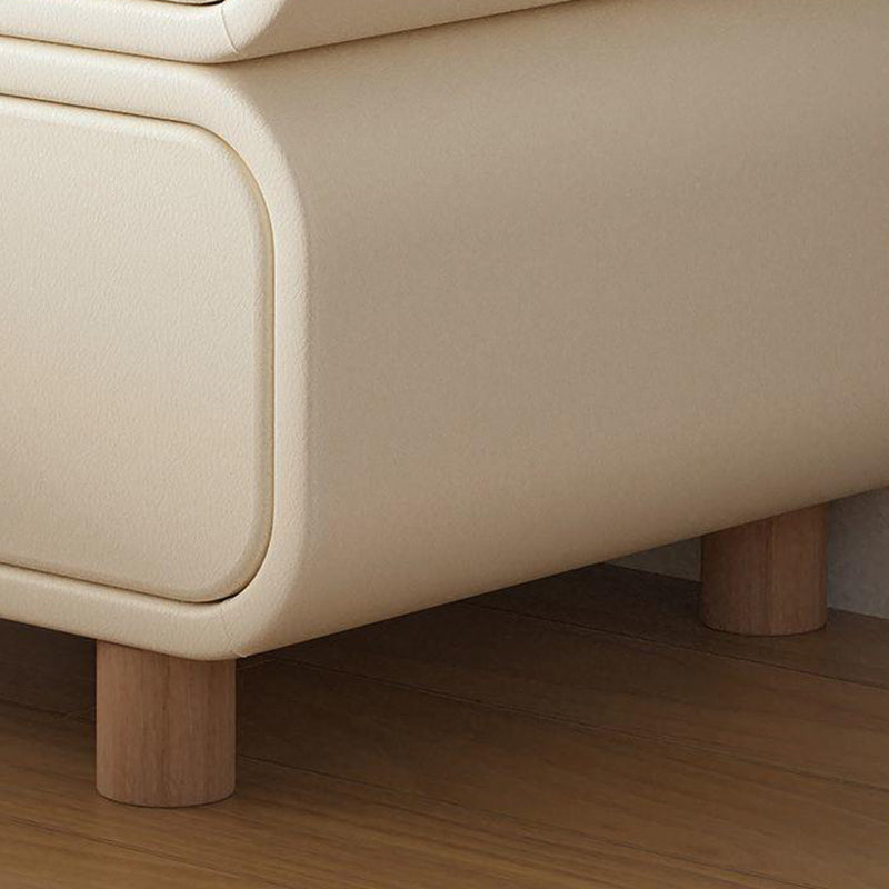 Contemporary Scandinavian Square Microfiber Leather Eco-Friendly Engineered Wood Nightstand 2-Drawer For Bedroom