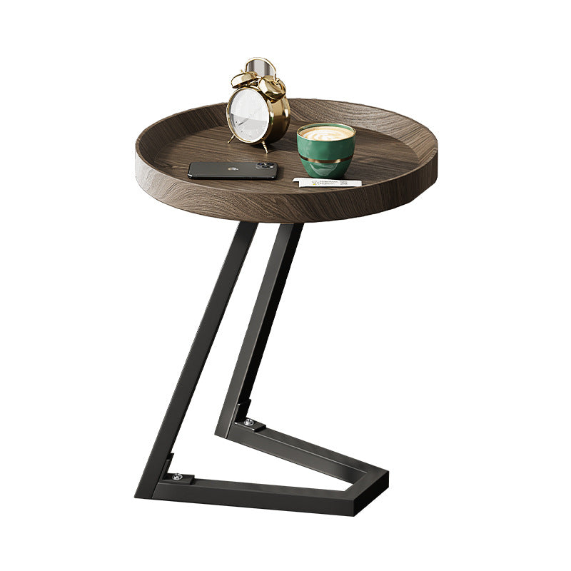 Contemporary Creative Round Solid Wood Stainless Steel Side Table For Living Room