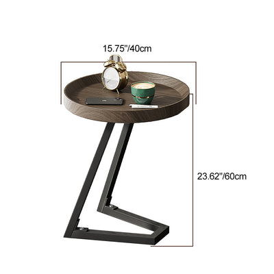 Contemporary Creative Round Solid Wood Stainless Steel Side Table For Living Room