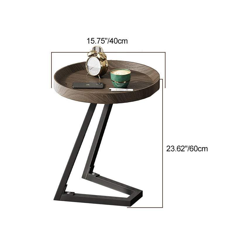 Contemporary Creative Round Solid Wood Stainless Steel Side Table For Living Room