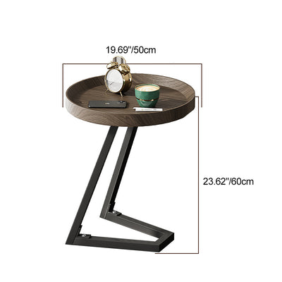 Contemporary Creative Round Solid Wood Stainless Steel Side Table For Living Room