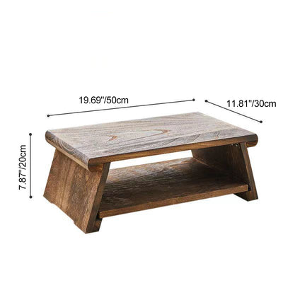 Mesa de café rectangular de madera maciza japonesa tradicional de 1 estante para sala de estar 