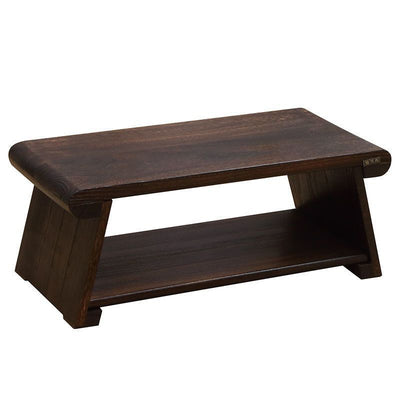 Mesa de café rectangular de madera maciza japonesa tradicional de 1 estante para sala de estar 