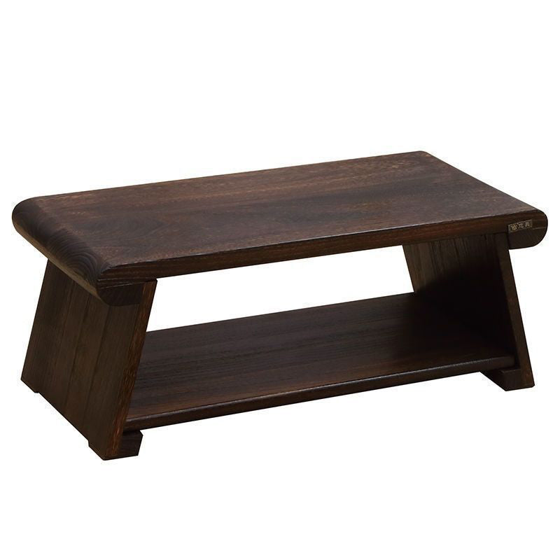 Mesa de café rectangular de madera maciza japonesa tradicional de 1 estante para sala de estar 