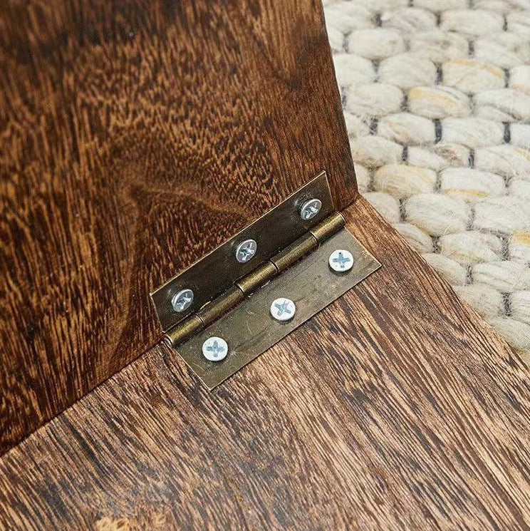 Mesa de café rectangular de madera maciza japonesa tradicional de 1 estante para sala de estar 