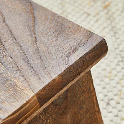 Mesa de café rectangular de madera maciza japonesa tradicional de 1 estante para sala de estar 