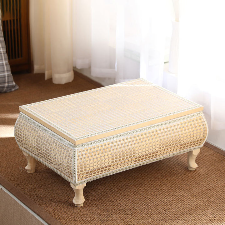 Traditional Japanese Square Bamboo MDF Poplar Wood Coffee Table 1-Storage For Living Room