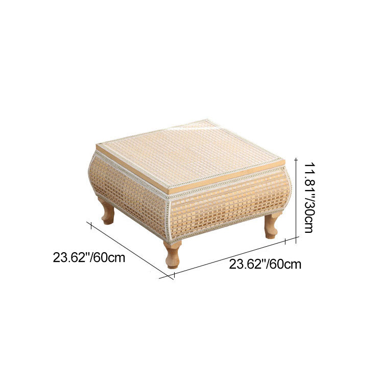 Traditional Japanese Square Bamboo MDF Poplar Wood Coffee Table 1-Storage For Living Room