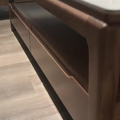 Mesa de café rectangular de madera de fresno tradicional china con pizarra y 1 estante para sala de estar 