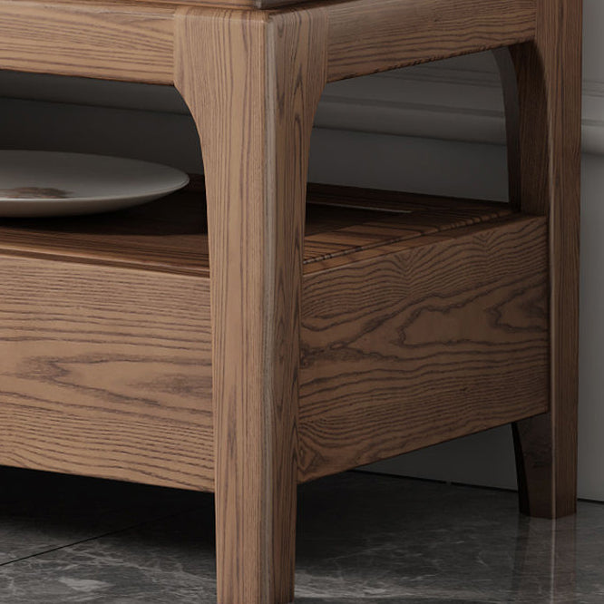 Mesa de café rectangular de madera de fresno tradicional china con pizarra y 1 estante para sala de estar 