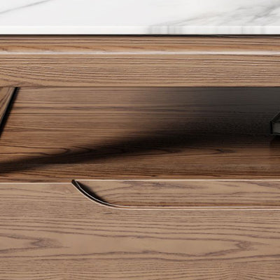 Mesa de café rectangular de madera de fresno tradicional china con pizarra y 1 estante para sala de estar 