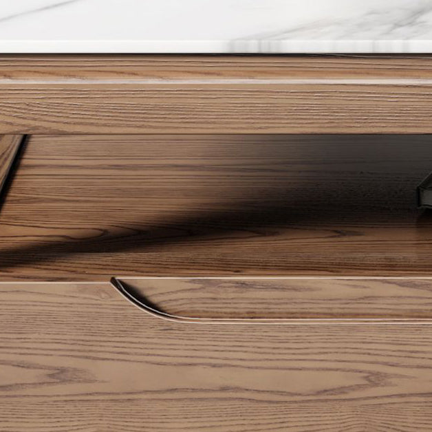 Mesa de café rectangular de madera de fresno tradicional china con pizarra y 1 estante para sala de estar 