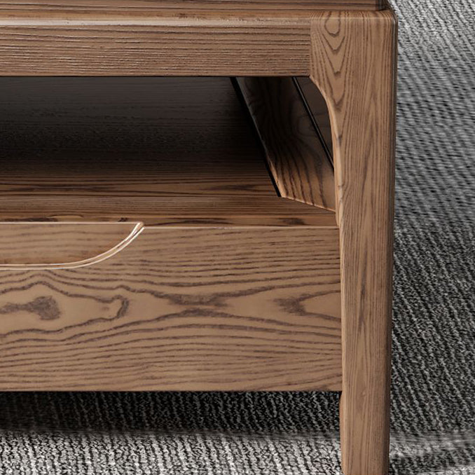 Mesa de café rectangular de madera de fresno tradicional china con pizarra y 1 estante para sala de estar 
