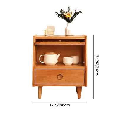 Table de nuit en bois massif rectangulaire japonais traditionnel avec 1 tiroir pour chambre 