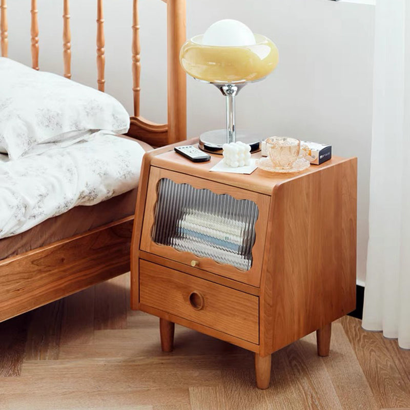 Table de nuit en bois massif rectangulaire japonais traditionnel avec 1 tiroir pour chambre 