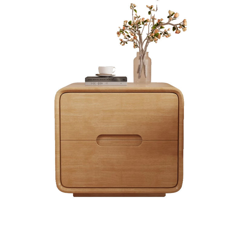 Table de nuit carrée en bois massif à la simplicité moderne avec 2 tiroirs pour la chambre 