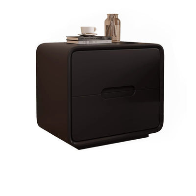 Table de nuit carrée en bois massif à la simplicité moderne avec 2 tiroirs pour la chambre 