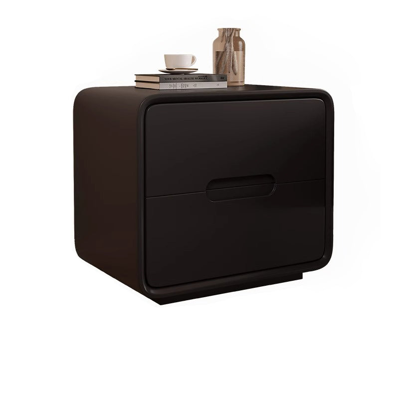 Table de nuit carrée en bois massif à la simplicité moderne avec 2 tiroirs pour la chambre 