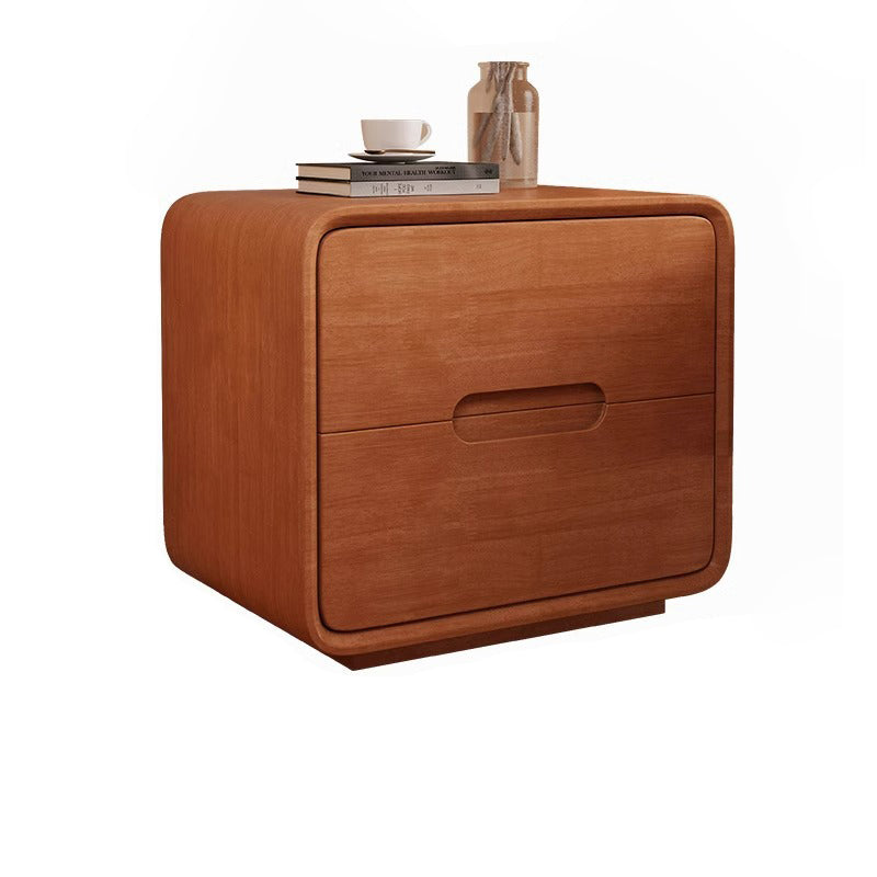 Table de nuit carrée en bois massif à la simplicité moderne avec 2 tiroirs pour la chambre 