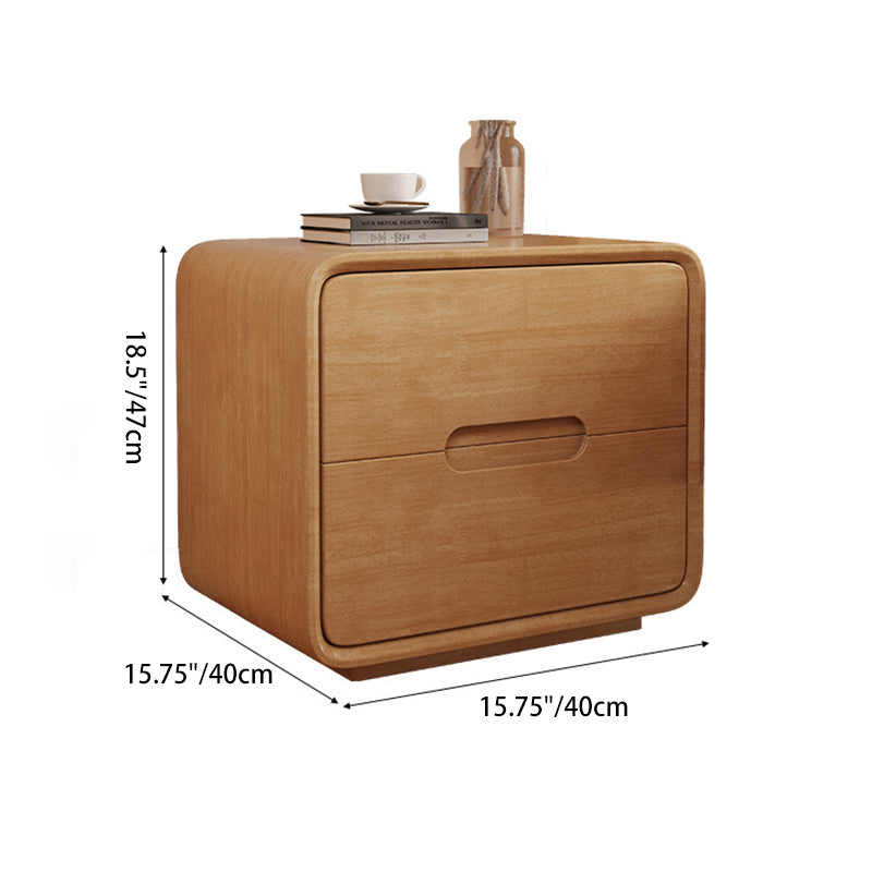 Table de nuit carrée en bois massif à la simplicité moderne avec 2 tiroirs pour la chambre 