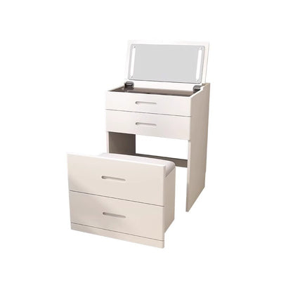 Modern Minimalist Rectangular Solid Wood Glass Makeup Vanity 3-Drawer For Bedroom