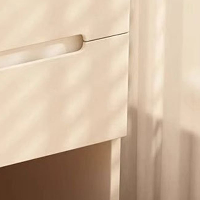 Modern Minimalist Rectangular Rubberwood Plywood Glass Makeup Vanity 3-Drawer For Bedroom