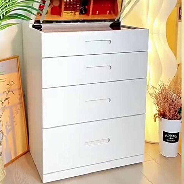 Modern Minimalist Rectangular Rubberwood Plywood Glass Makeup Vanity 3-Drawer For Bedroom