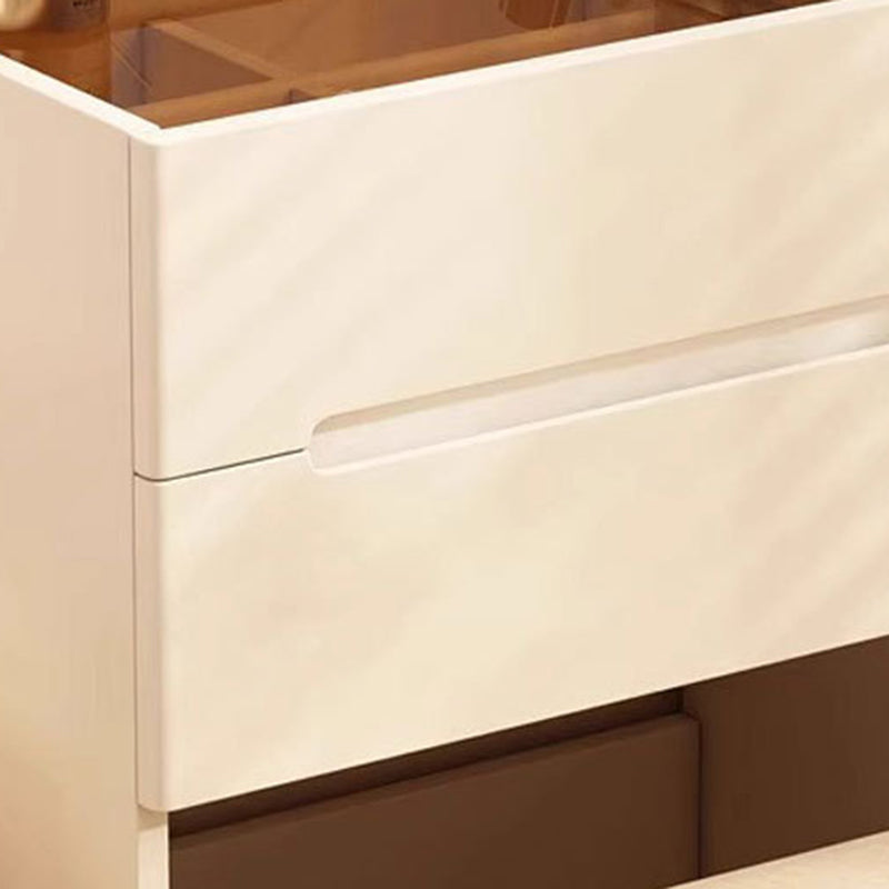 Modern Minimalist Rectangular Rubberwood Plywood Glass Makeup Vanity 3-Drawer For Bedroom