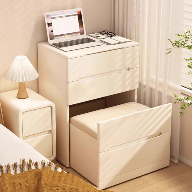 Modern Minimalist Rectangular Rubberwood Plywood Glass Makeup Vanity 3-Drawer For Bedroom