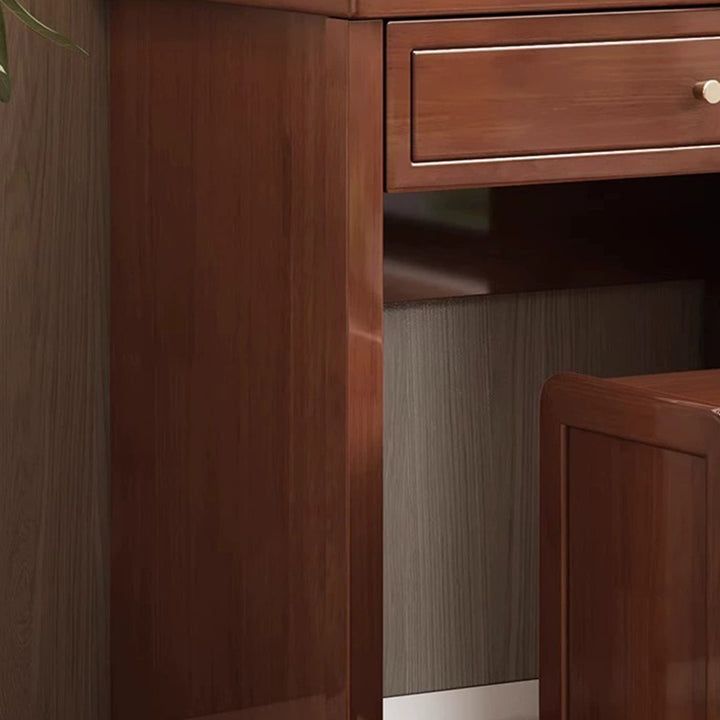 Traditional Chinese Rectangular Plywood Hardware Rubberwood Makeup Vanity 1-Drawer For Bedroom