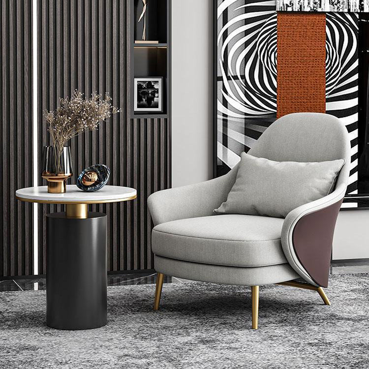 Modern Luxury Round Marble Slab Carbon Steel Coffee Table For Living Room