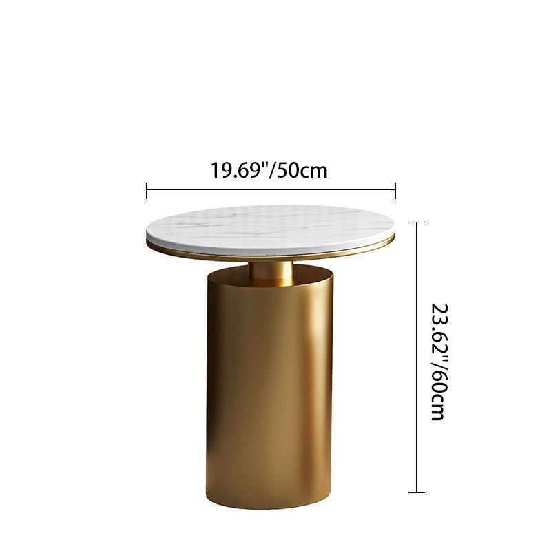 Modern Luxury Round Marble Slab Carbon Steel Coffee Table For Living Room