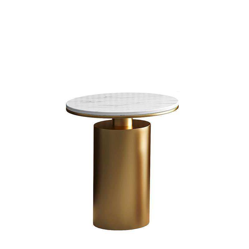 Modern Luxury Round Marble Slab Carbon Steel Coffee Table For Living Room