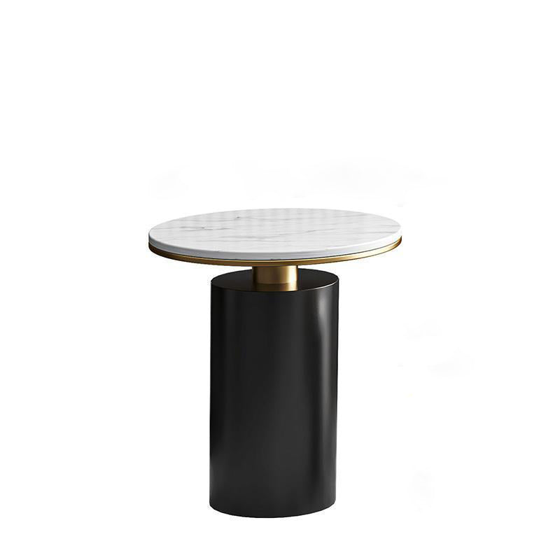 Modern Luxury Round Marble Slab Carbon Steel Coffee Table For Living Room